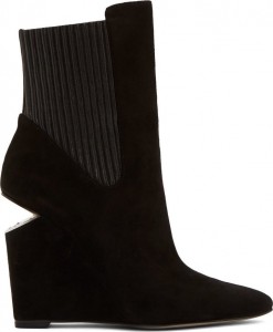 Alexander Wang Black Suede & Silver Cut-Out Andie Wedge Boots
