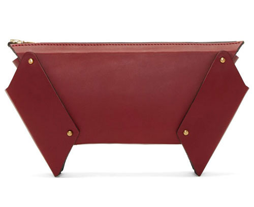 Merlot Saddler Leather Winged Box Clutch