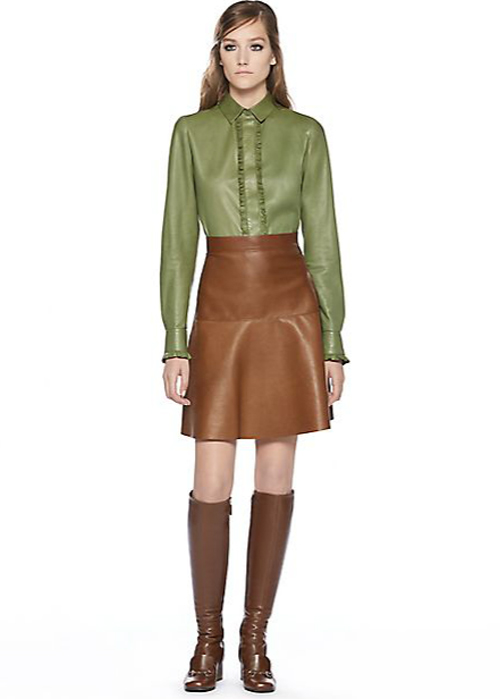 Gucci - Leather Flare Skirt