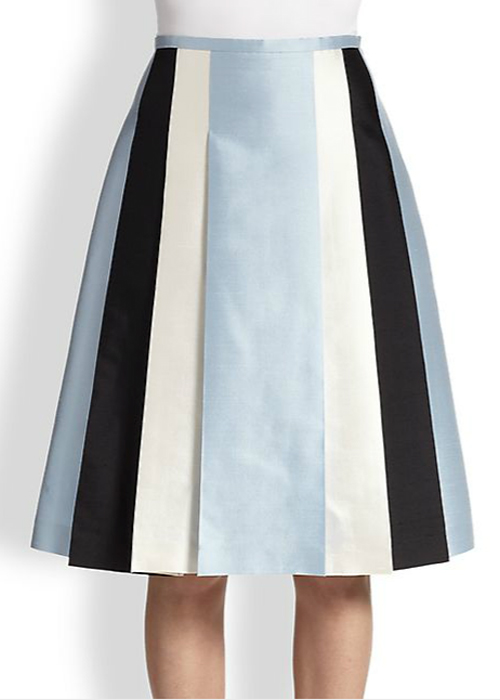 Michael - Kors Pleated Silk & Wool Shantung Skirt