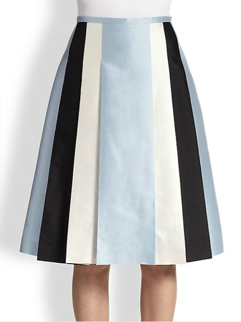 Michael Kors - Pleated Silk and Wool Shantung Skirt