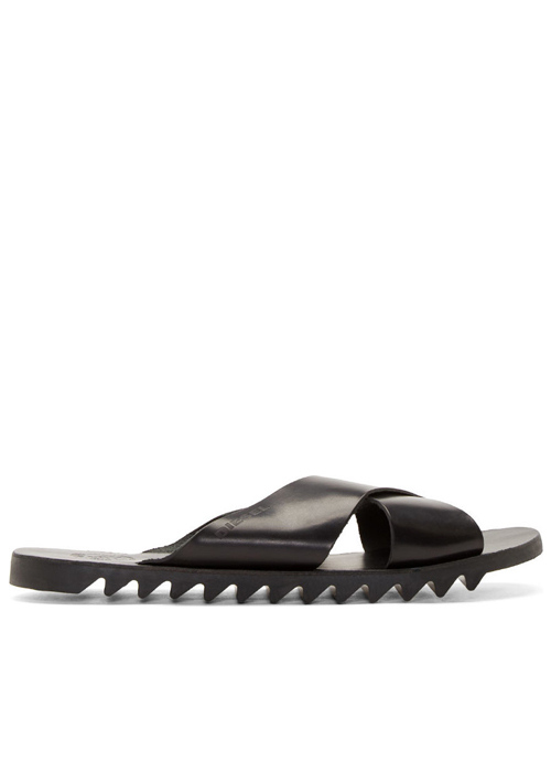 Diesel - Black Leather Sunwalk Slip-On Sandals