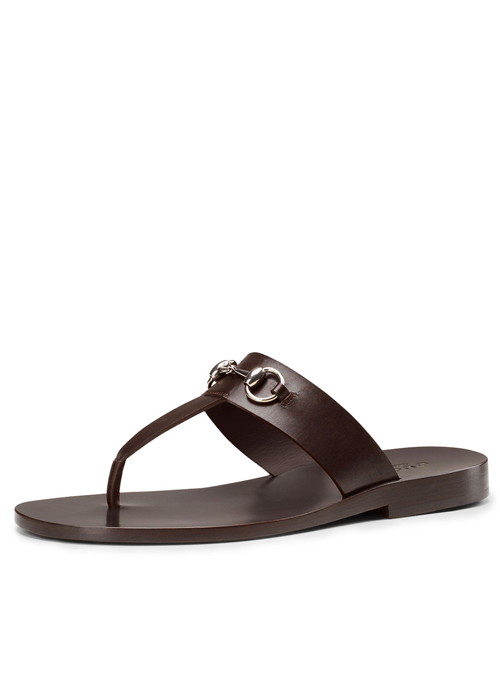 Gucci - Leather Horsebit Thong Sandal