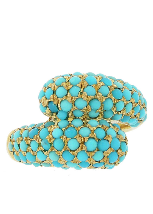 Jennifer Meyer - Double Dome Ring in Yellow Gold in Turquoise
