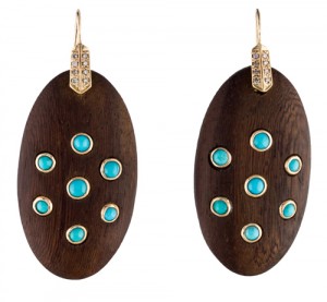 Wood and Turquoise Earrings