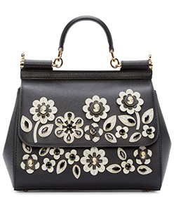 Dolce & Gabbana - Black Flower Medium Miss Sicily Bag