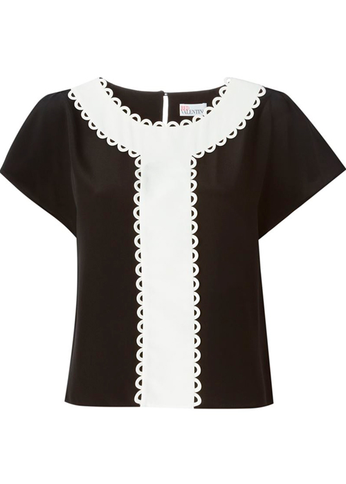 Red Valentino - Scalloped Contrasting Detail Top