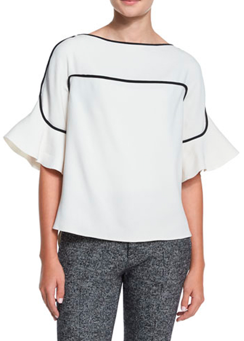 See by Chloe - Graphic Crepe Bell-Sleeve Top