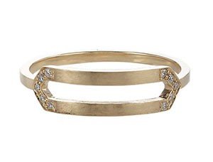 Jennie Kwon - Pavé Diamond & Gold Elongated Hexagon Ring