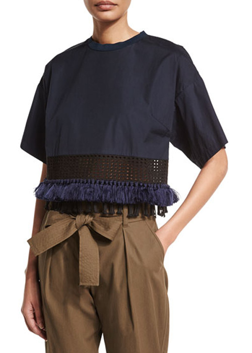 3.1 Phillip Lim -Boxy Cropped Cotton Tee, Obsidian