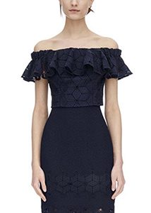 Rebecca Taylor - Off The Shoulder Diamond Lace Top