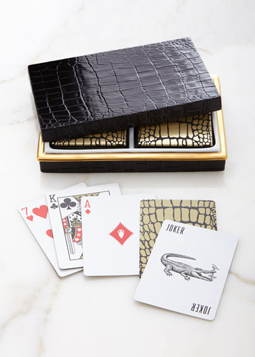 L'Objet - Crocodile-Embossed Box with Playing Cards