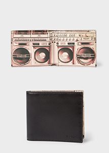 Paul Smith - Men's Black Leather 'Boom Box' Print Interior Billfold Wallet