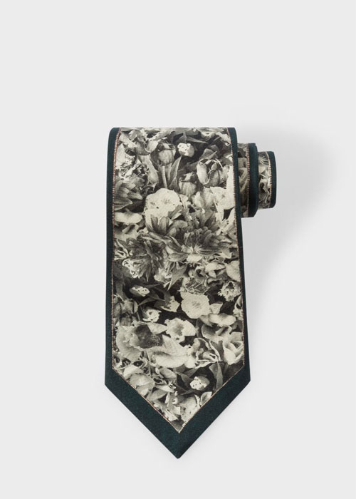 PauL Smith - Men's Black Photo Floral Tie
