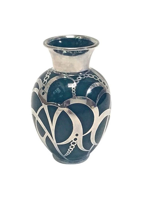 Art Deco Haviland Silver Overlay Vase