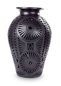 Floral Fiesta - Decorative Vase in Barro Negro
