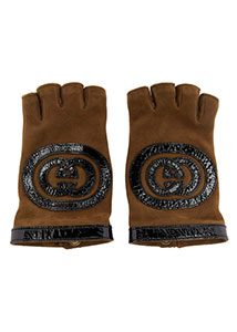 Gucci - Brown Logo Fingerless Gloves