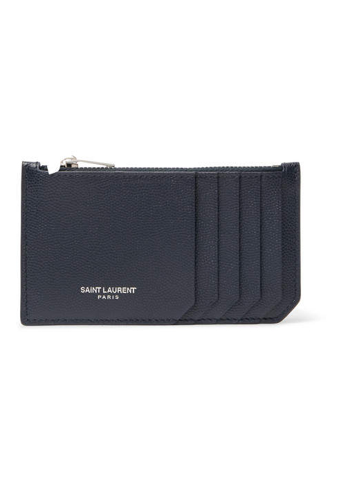 Saint Laurent - Pebble-Grain Leather Zipped Cardholder