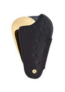 Utile 4 - Golden Travel Shoe Horn with Printed Ostrich Leather Case