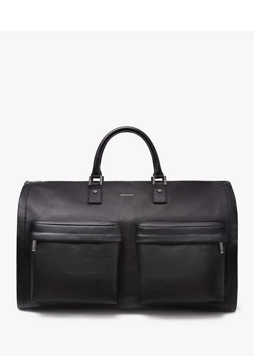 Hook & Albert - Mens Black Leather Garment Weekender Bag