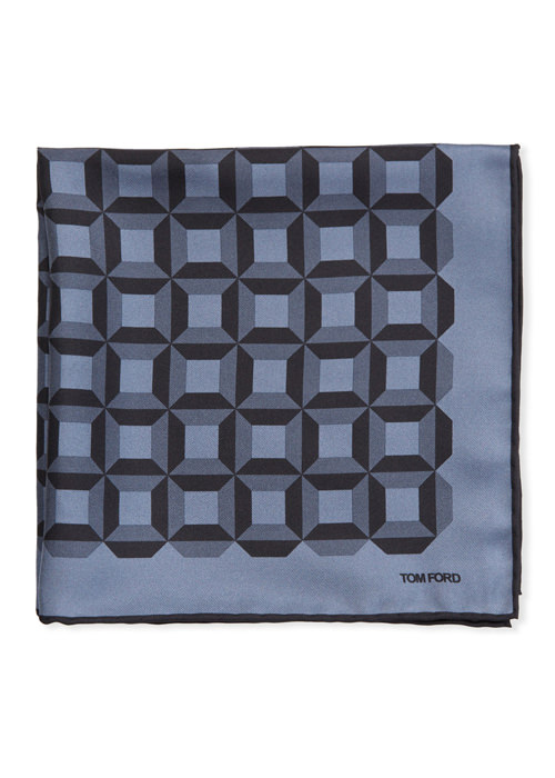 om Ford - Men's Square-Pattern Silk Pocket Square