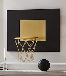 Cb2 - Grey Leather and Brass Basketball Hoop