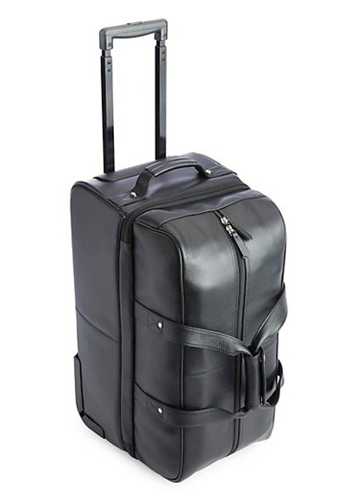 ROYCE New York - Pebbled Leather Carry-On Rolling Duffel Bag