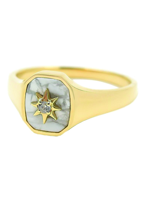 Bondeye Jewelry - 14kt gold diamond Josie signet ring