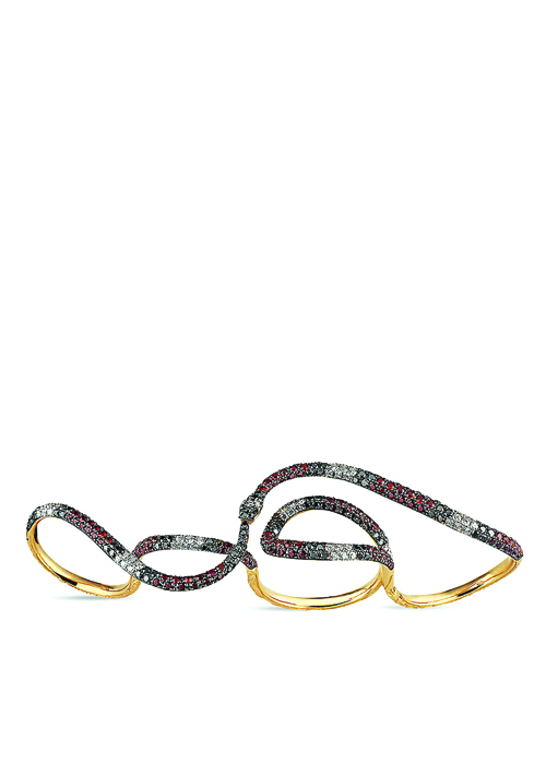Gucci - Ouroboros 18ct Yellow-gold, Sapphire, Topaz and Diamonds Ring