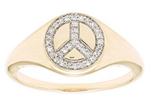Its Personal - 14k Gold 1/10 Crat T.W. Diamond Peace Sign Ring