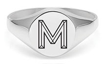 Myia Bonner - Silver M Facett Initial Signet Ring