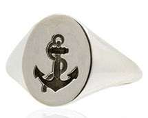 No 13 - Anchor Signet Ring - Silver