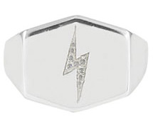 No 13 - Lightning Bolt Shield Signet Ring