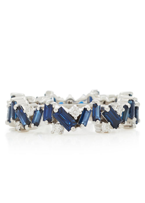 Suzanne Kalan - 18K White-Gold and Blue Sapphire Ring