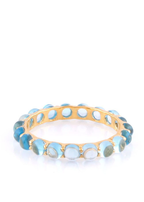 Tresor Collection - Blue Topaz Round Cabochon Eternity Ring In 18K Yellow Gold