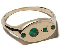 WWAKE - 14kt gold emerald Signet ring