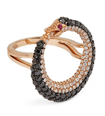 Bee Goddess - Rose Gold, Diamond And Ruby Eve Ouroboros Ring