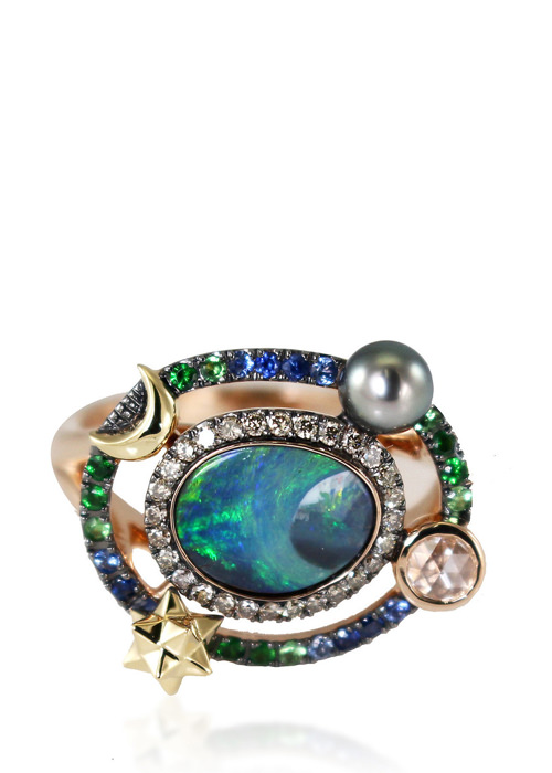 Bibi van der Velden - Galaxy Small 18K Rose And Yellow Gold And Multi-Stone Ring