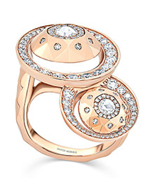 David Morris - 18kt rose gold diamond Cut Forever Double Disc ring