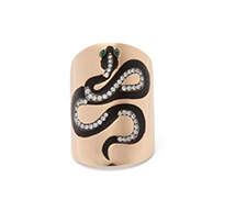 Diane Kordas - Snake Diamond, Tsavorite & 18kt Rose-gold Ring