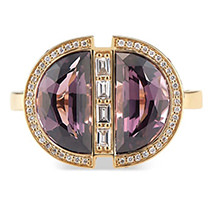 Ri Noor - Half Moon Spinel Ruby & Diamond Ring