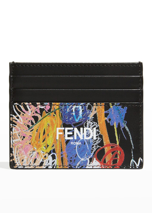 Fendi - Men's Artist-Print Leather Card Case