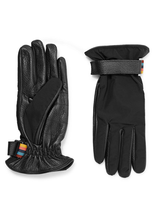 Paul Smith - Wool-Blend Lined Full-Grain Leather And Shell Gloves