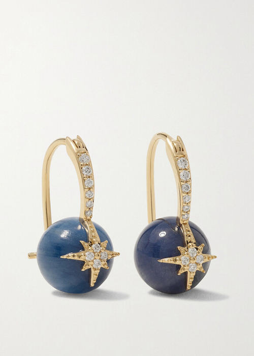 Sydney Evan - Starburst Gold Kyanite And Diamond Earrings