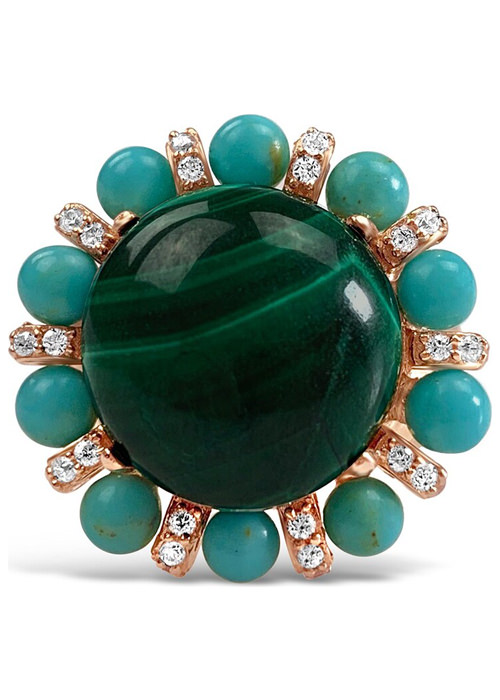 Bellus Domina - Sterling Silver Malachite Cocktail Ring