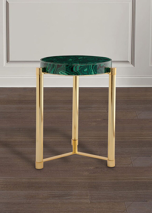 Port 68 - Malachite Style Gold Accent Table