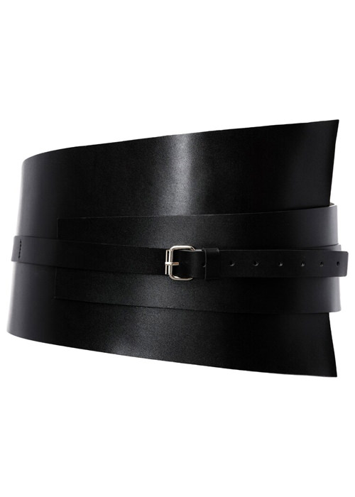 PLIK - Wide Black Leather Waist Corset Belt Cara